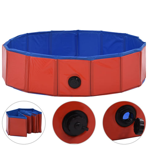 Foldable Dog Swimming Pool Red PVC S