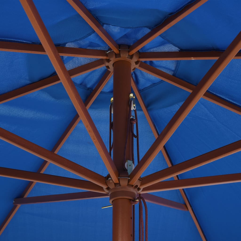 Outdoor Parasol with Wooden Pole 350 cm Blue