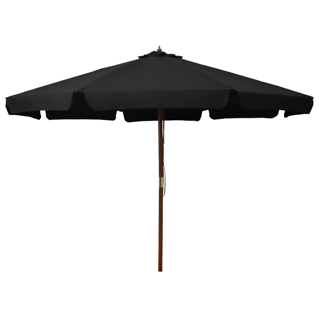 Outdoor Parasol with Wooden Pole 330 cm Black