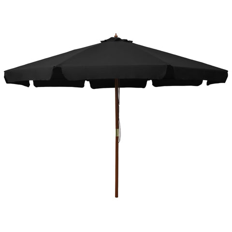 Outdoor Parasol with Wooden Pole 330 cm Black