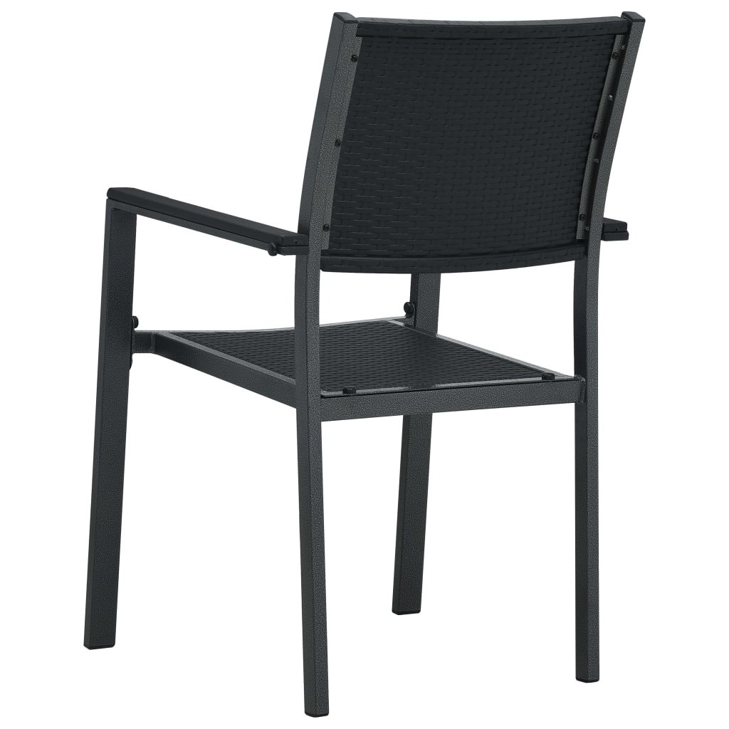 Garden Chairs 4 pcs Black Plastic Rattan Look