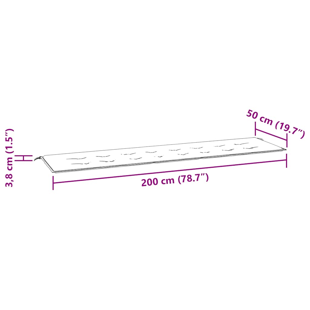 Garden Bench Cushion 200x50cm Grey Oxford Fabric | Simpledeals