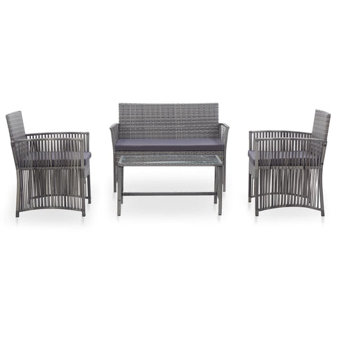 4 Piece Garden Lounge Set with Cushion Poly Rattan Anthracite