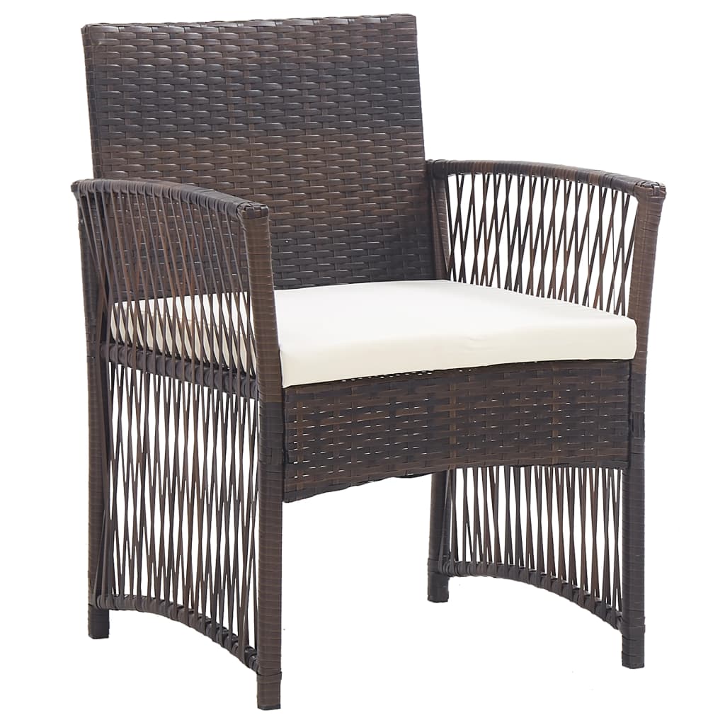 Garden Armchairs with Cushions 2 pcs Brown Poly Rattan