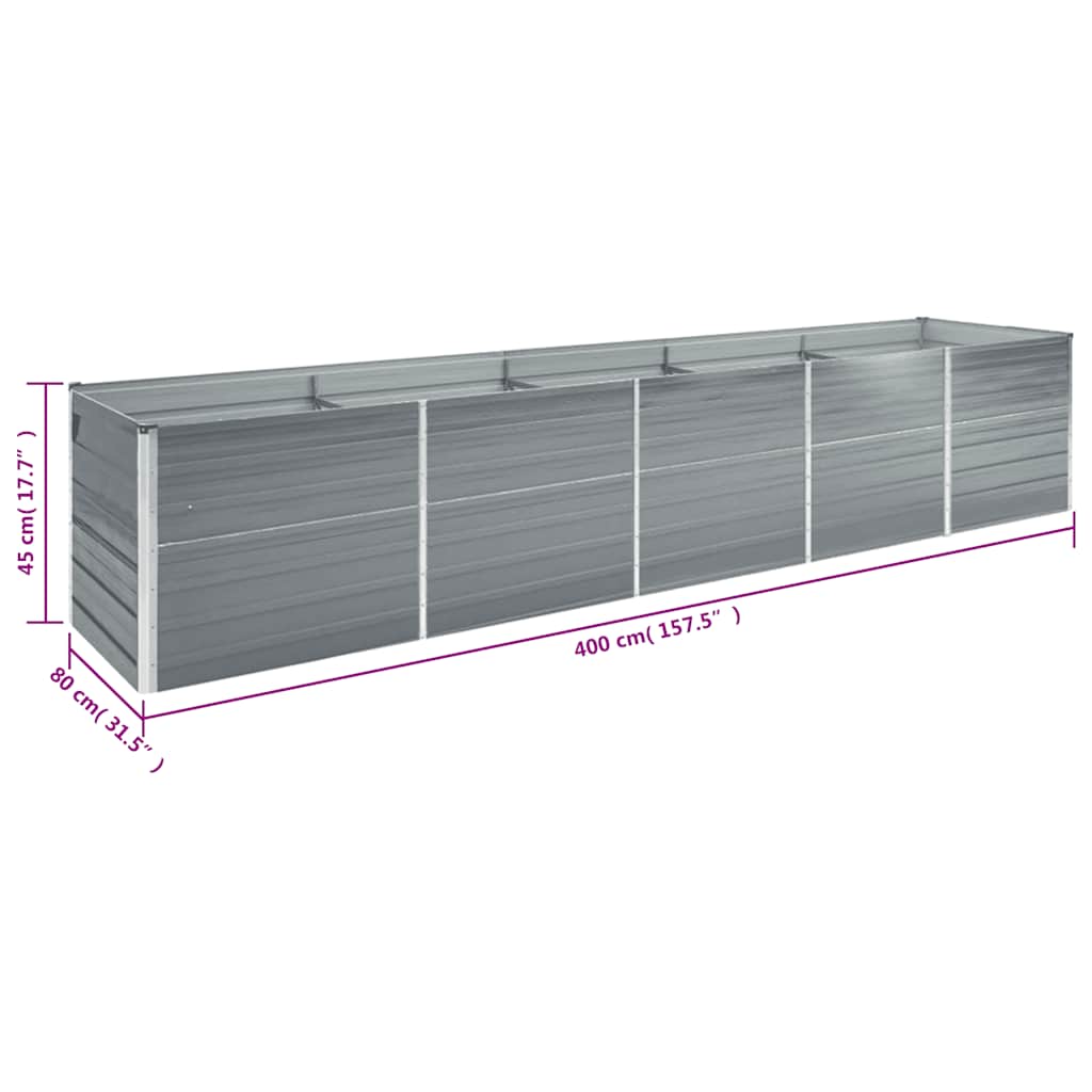 Galvanised Steel Raised Garden Bed 400x80cm | Simpledeals