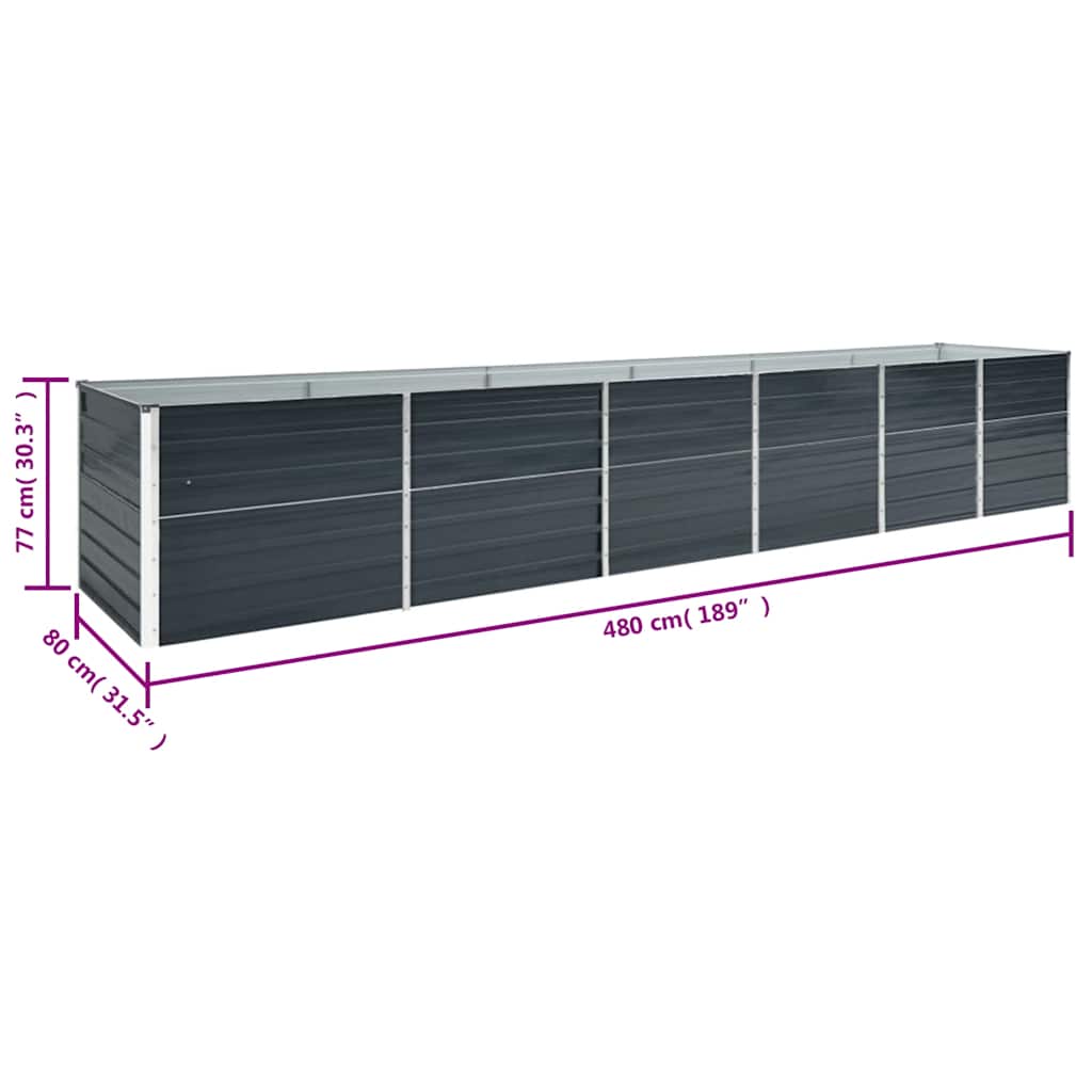 Galvanised Steel Raised Garden Bed 480cm Anthracite | Simpledeals