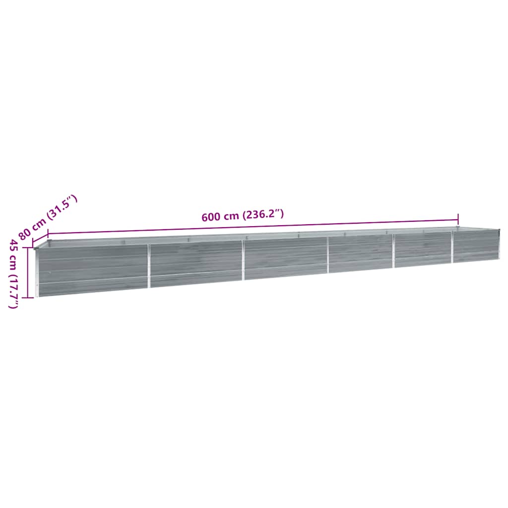 Galvanised Steel Raised Garden Bed 600x80cm | Simpledeals