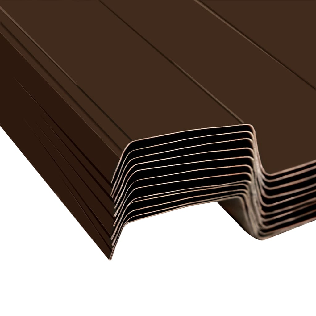 Roof Panels 12 pcs Galvanised Steel Brown