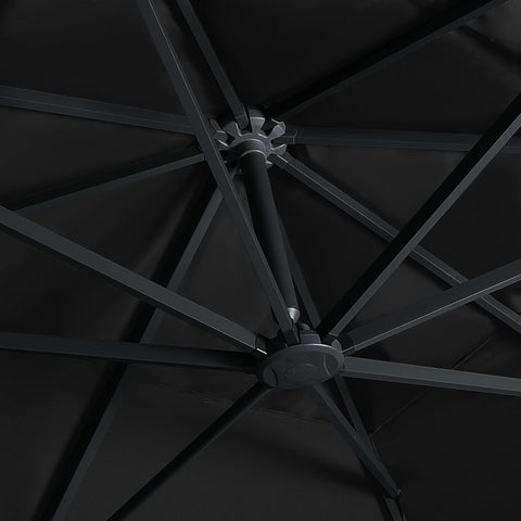 Cantilever Umbrella with LED Lights and Aluminium Pole Black