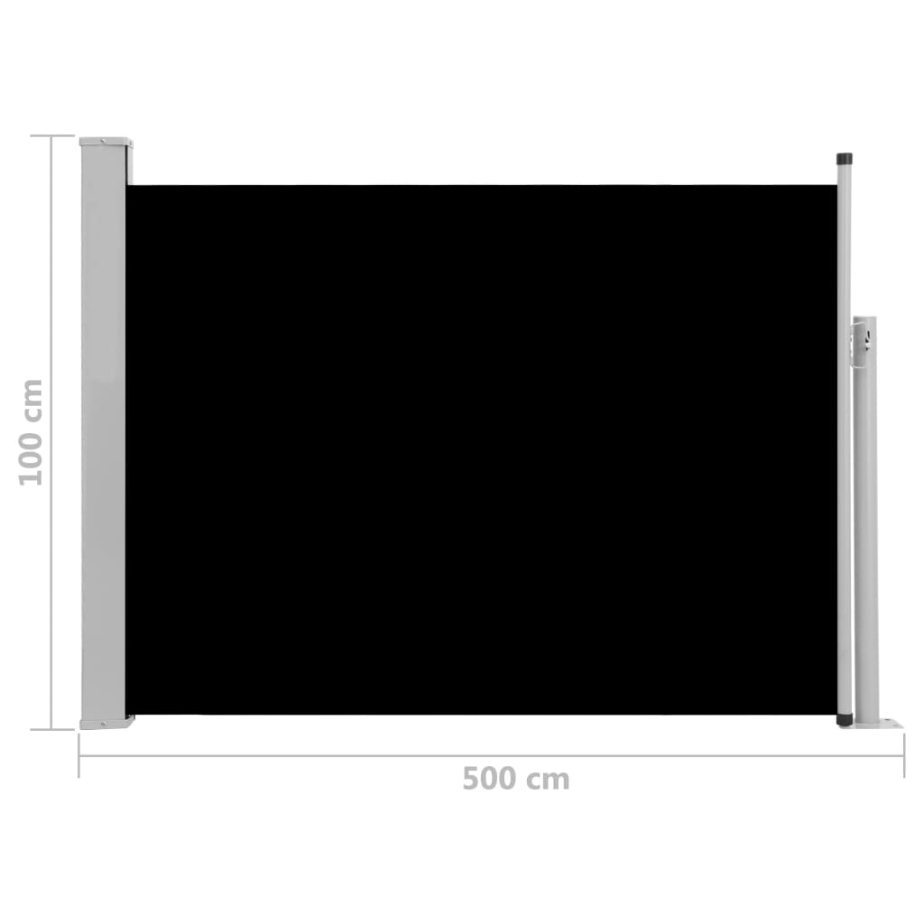 Patio Retractable Side Awning 100x500 cm Black