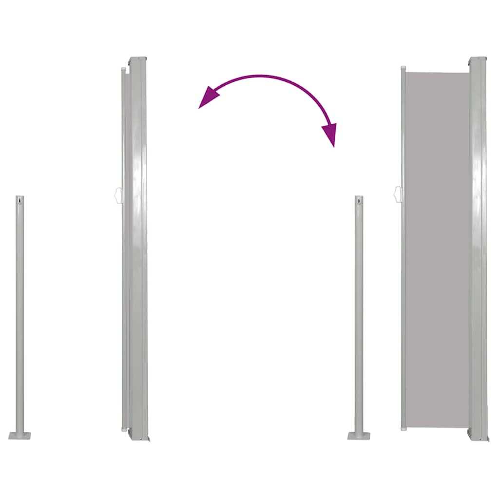 Patio Retractable Side Awning, Grey, Grey colour