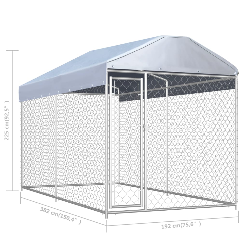 Outdoor Dog Kennel with Canopy Top