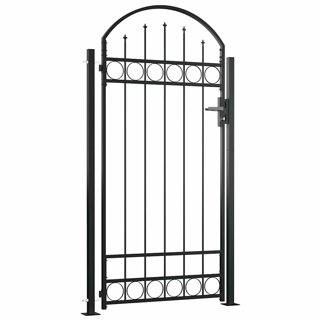 Arched Steel Fence Gate Black 105x170cm | Simpledeals
