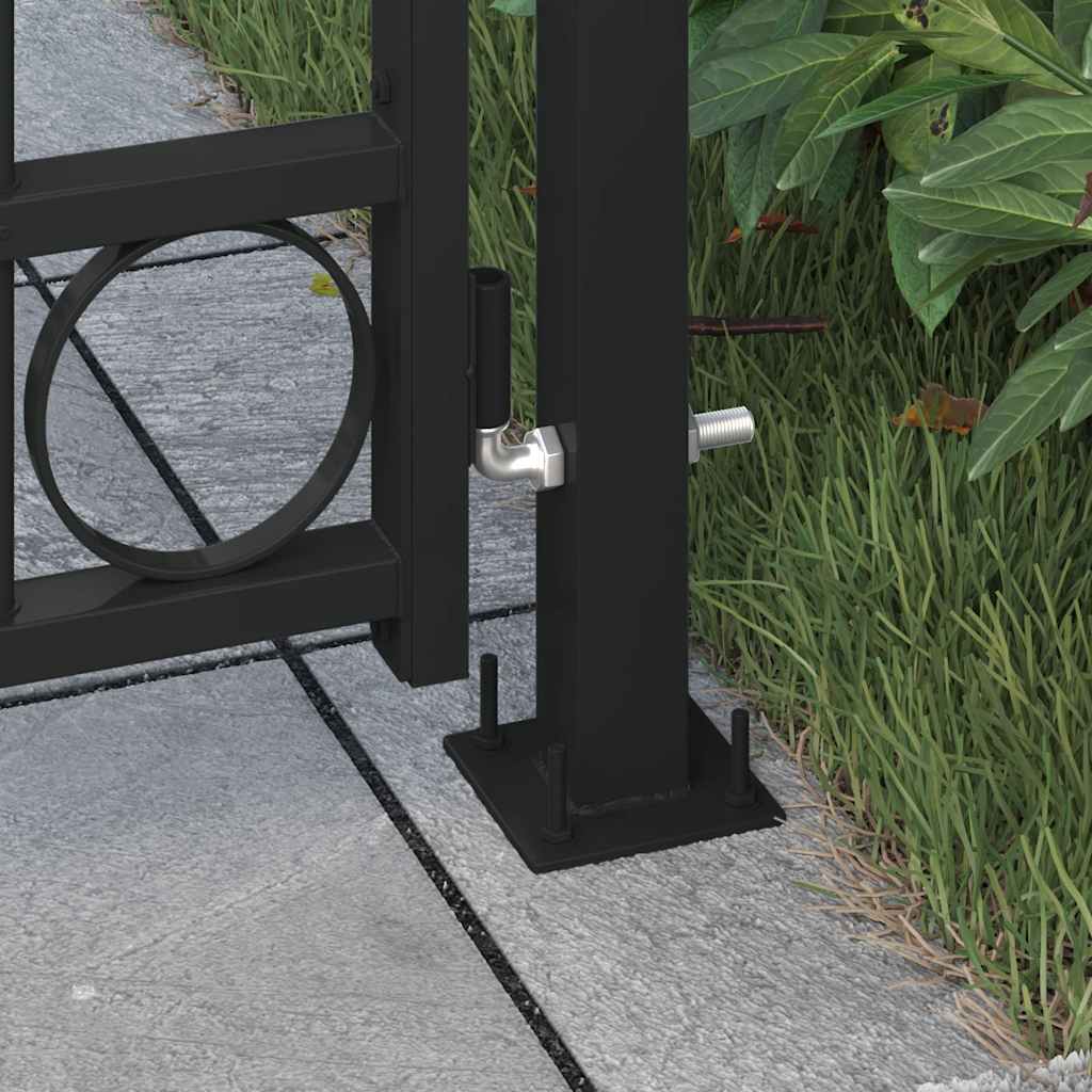 Arched Steel Fence Gate Black 105x170cm | Simpledeals