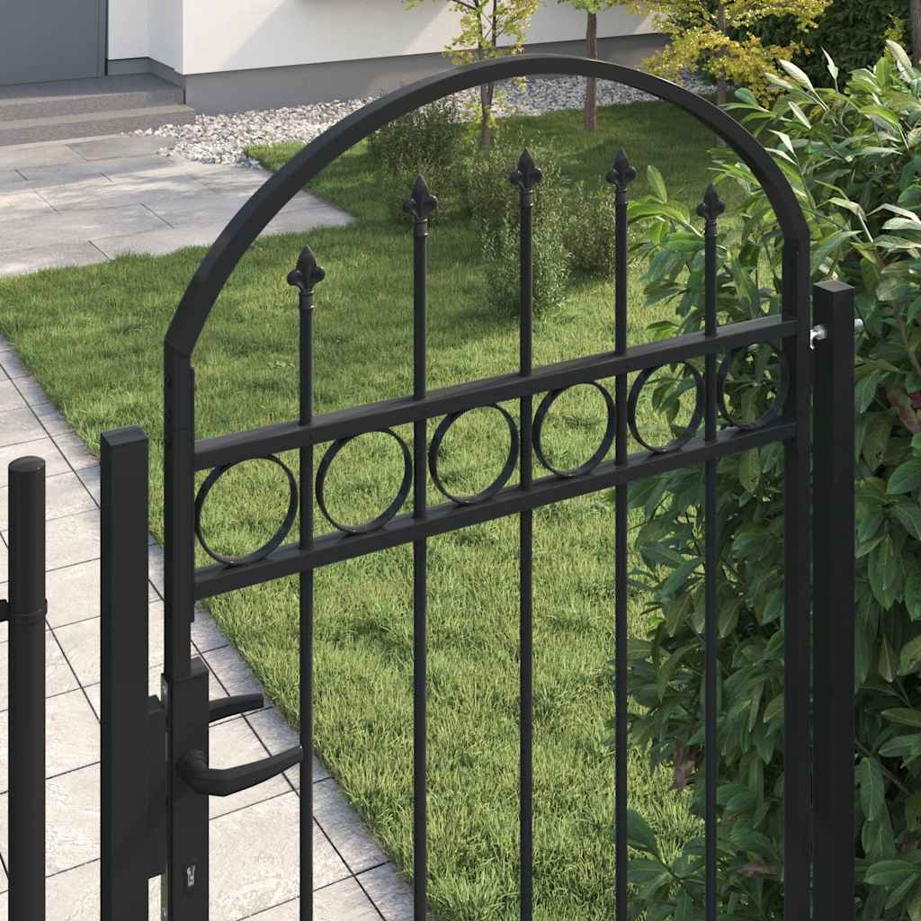 Arched Steel Fence Gate Black 105x170cm | Simpledeals