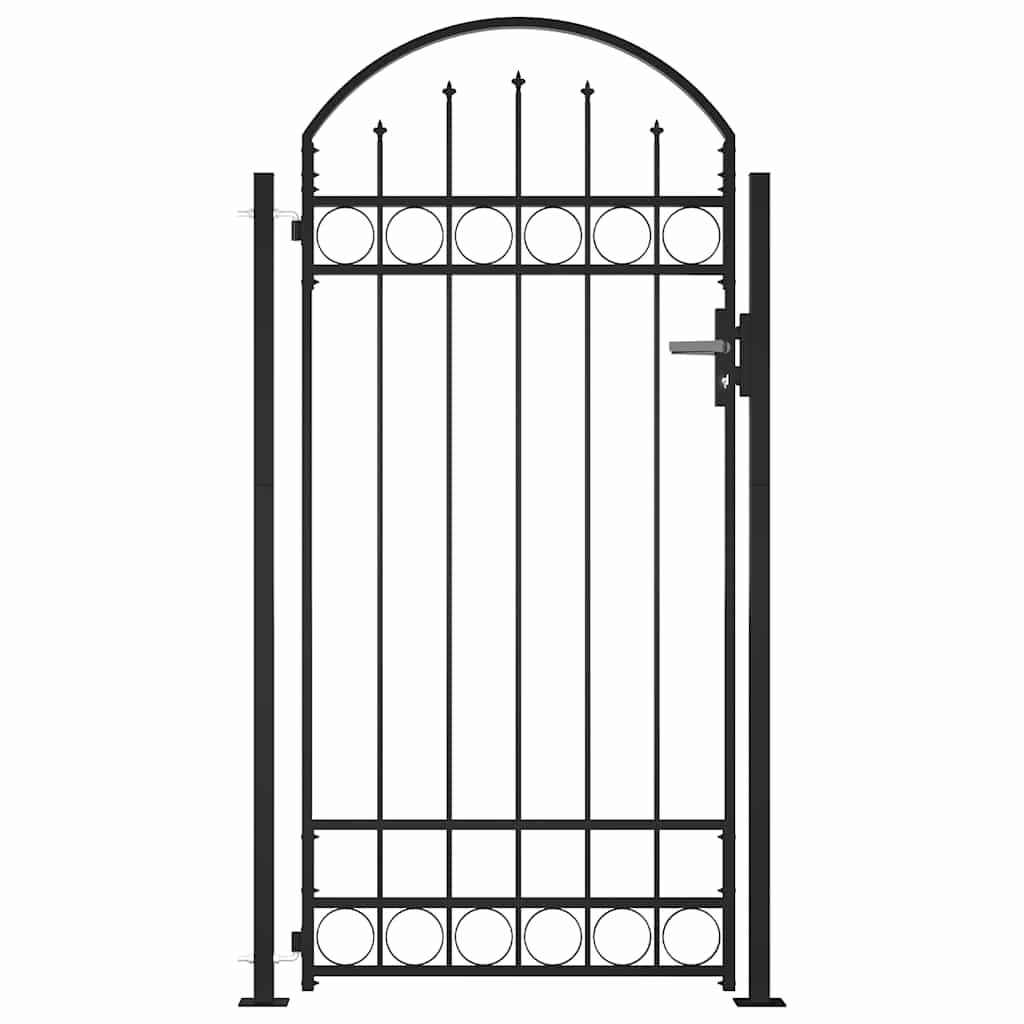 Arched Steel Fence Gate Black 105x170cm | Simpledeals