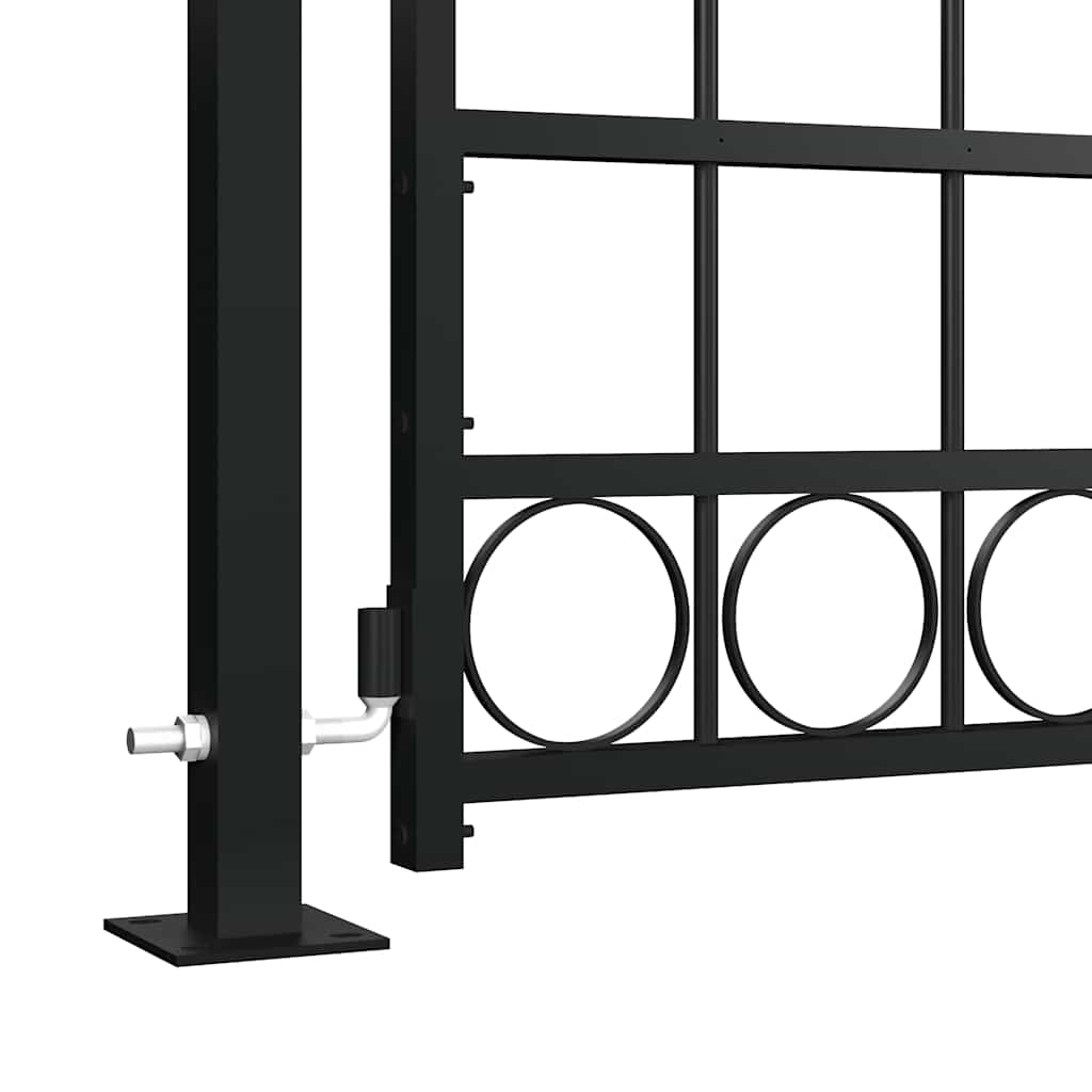 Arched Steel Fence Gate Black 105x170cm | Simpledeals