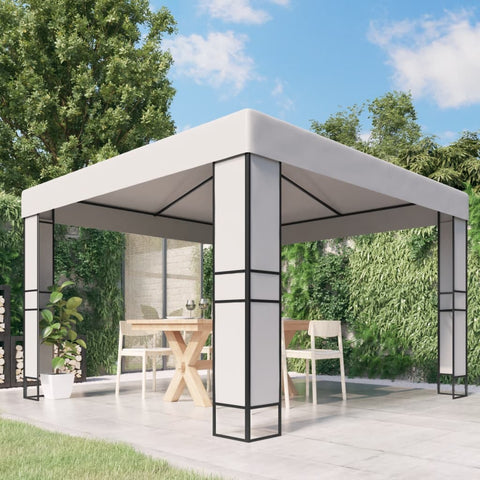 Gazebo with Double Roof White
