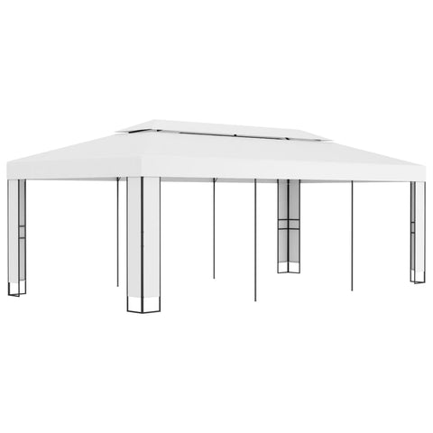 Gazebo with Double Roof White
