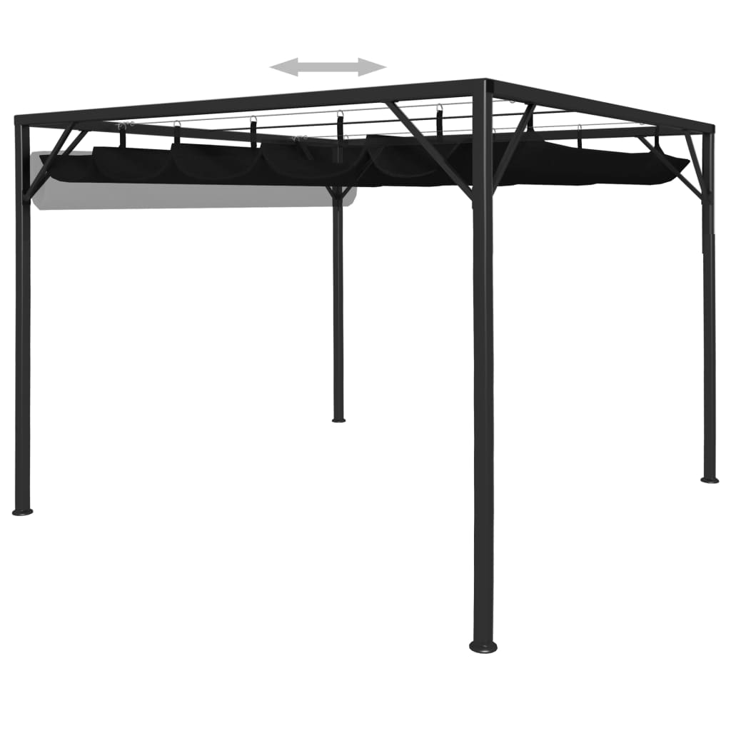 Garden Gazebo with Retractable Roof Canopy Anthracite