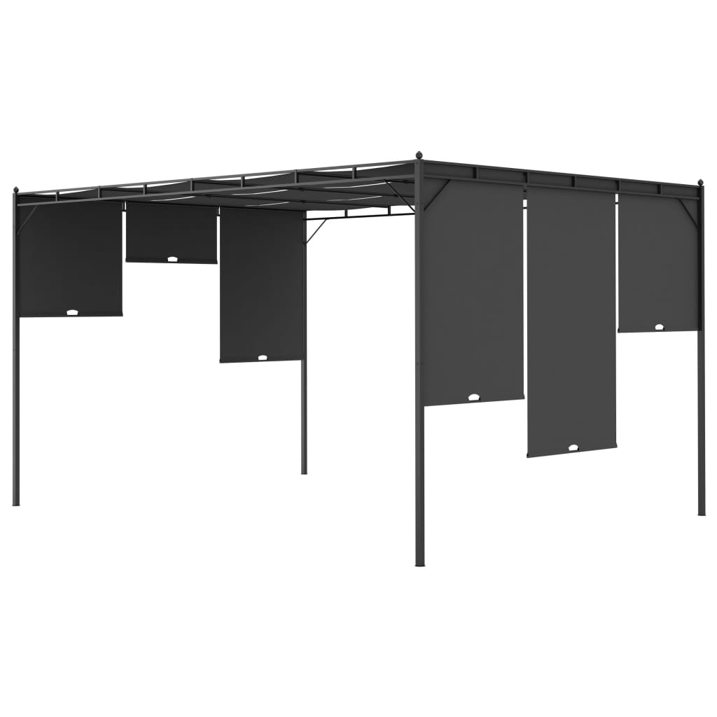 Garden Gazebo with Side Curtain Anthracite