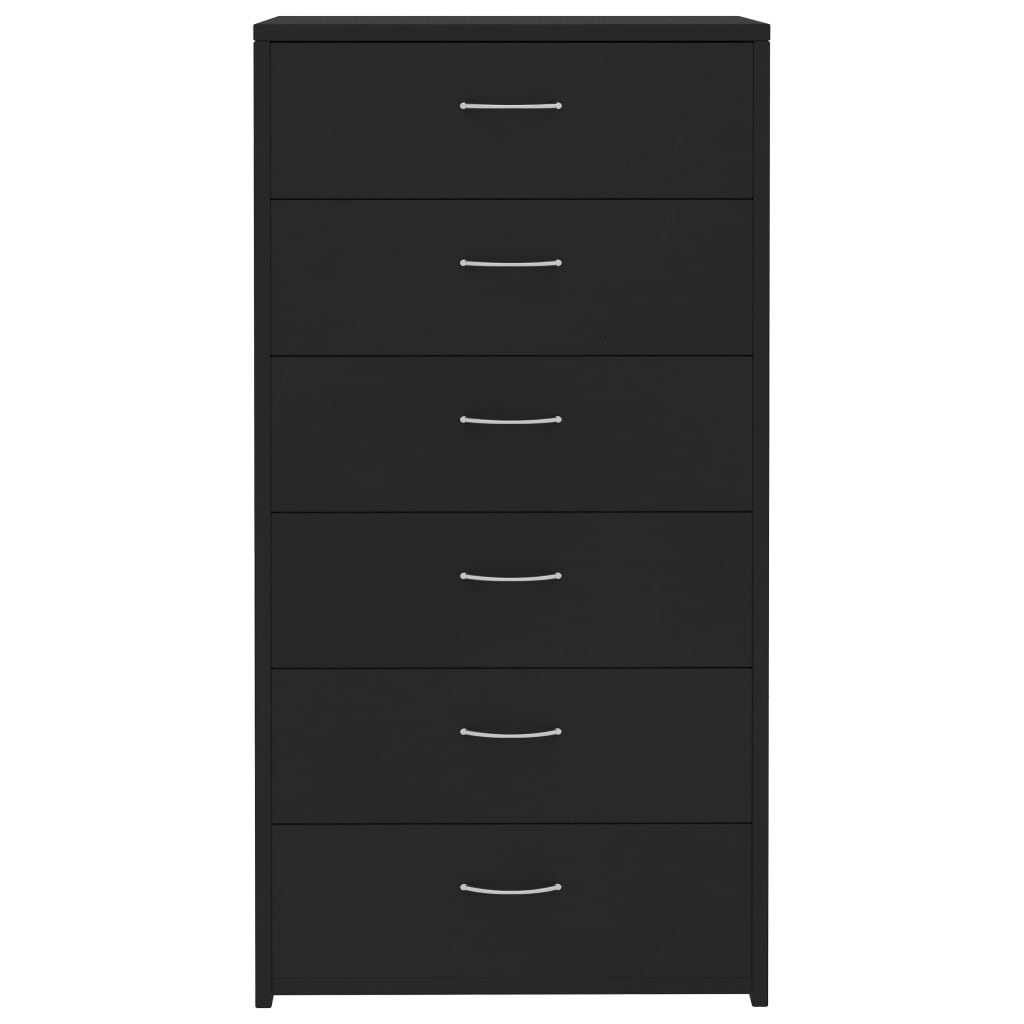 Sideboard with 6 Drawers Black - Chipboard