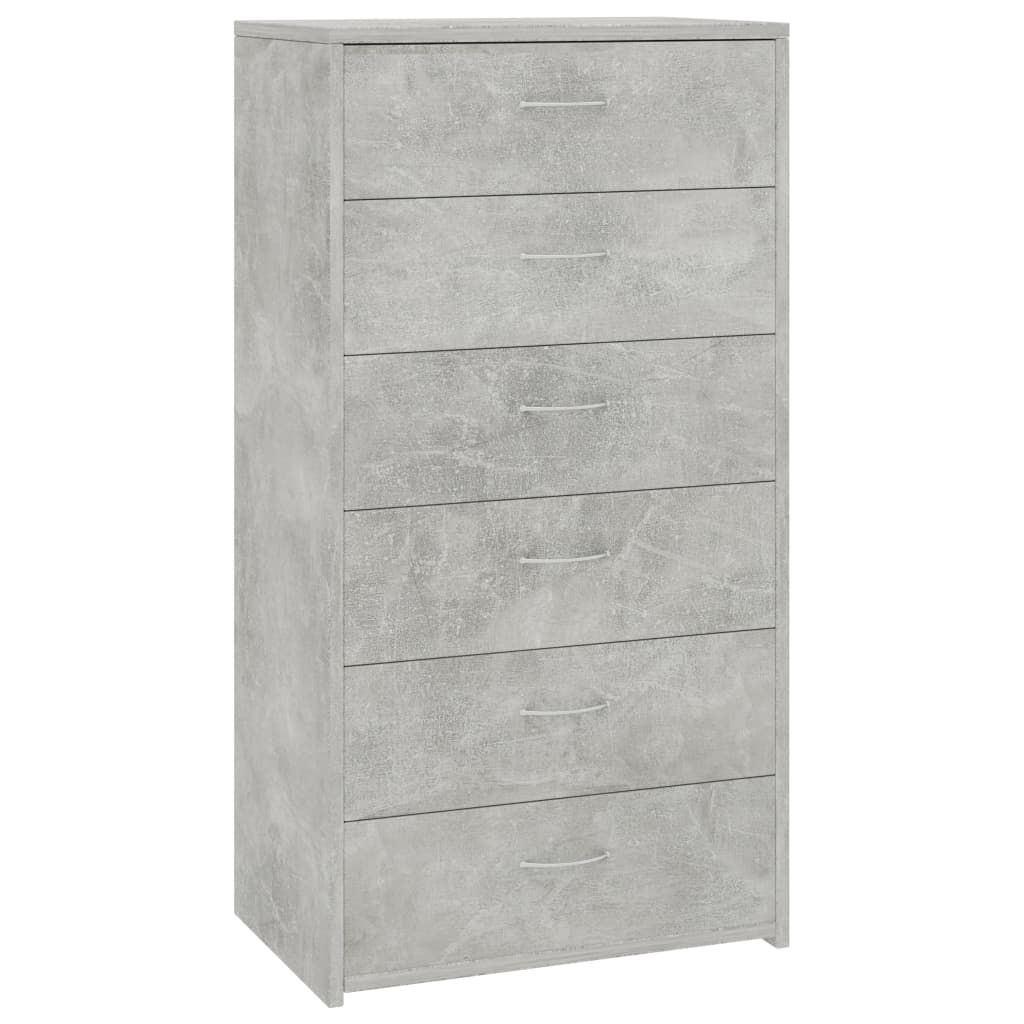 Sideboard with 6 Drawers Concrete Grey -Chipboard