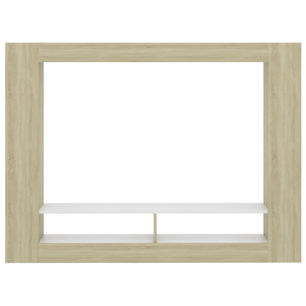 TV Cabinet White and  Sonoma Oak Chipboard