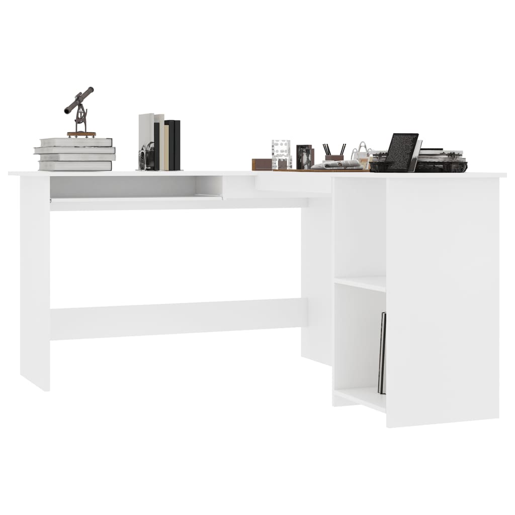 L-Shaped Corner Desk White  Chipboard