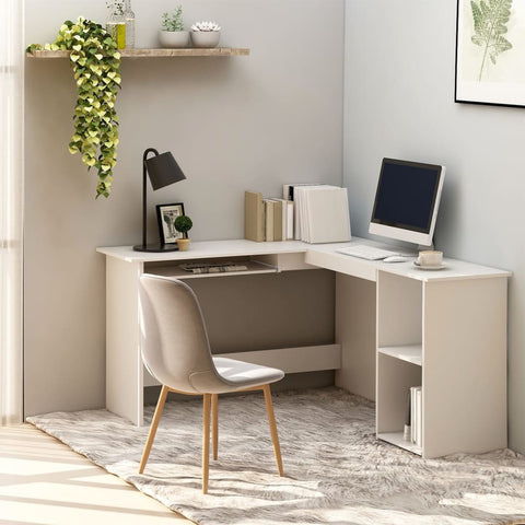 L-Shaped Corner Desk White  Chipboard