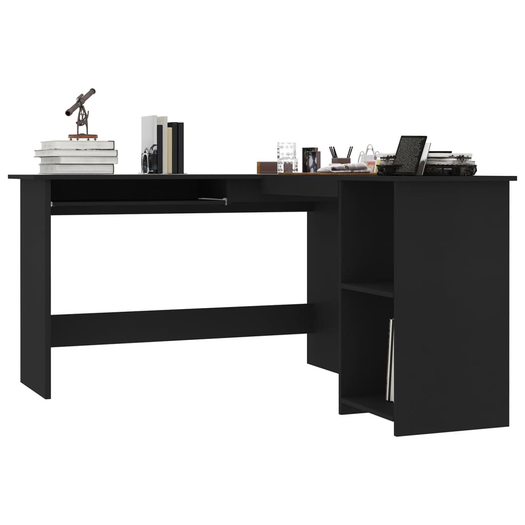 L-Shaped Corner Desk Black  Chipboard