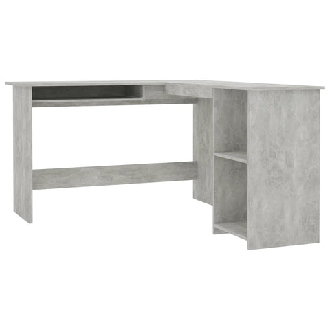 L-Shaped Corner Desk Concrete Grey  Chipboard