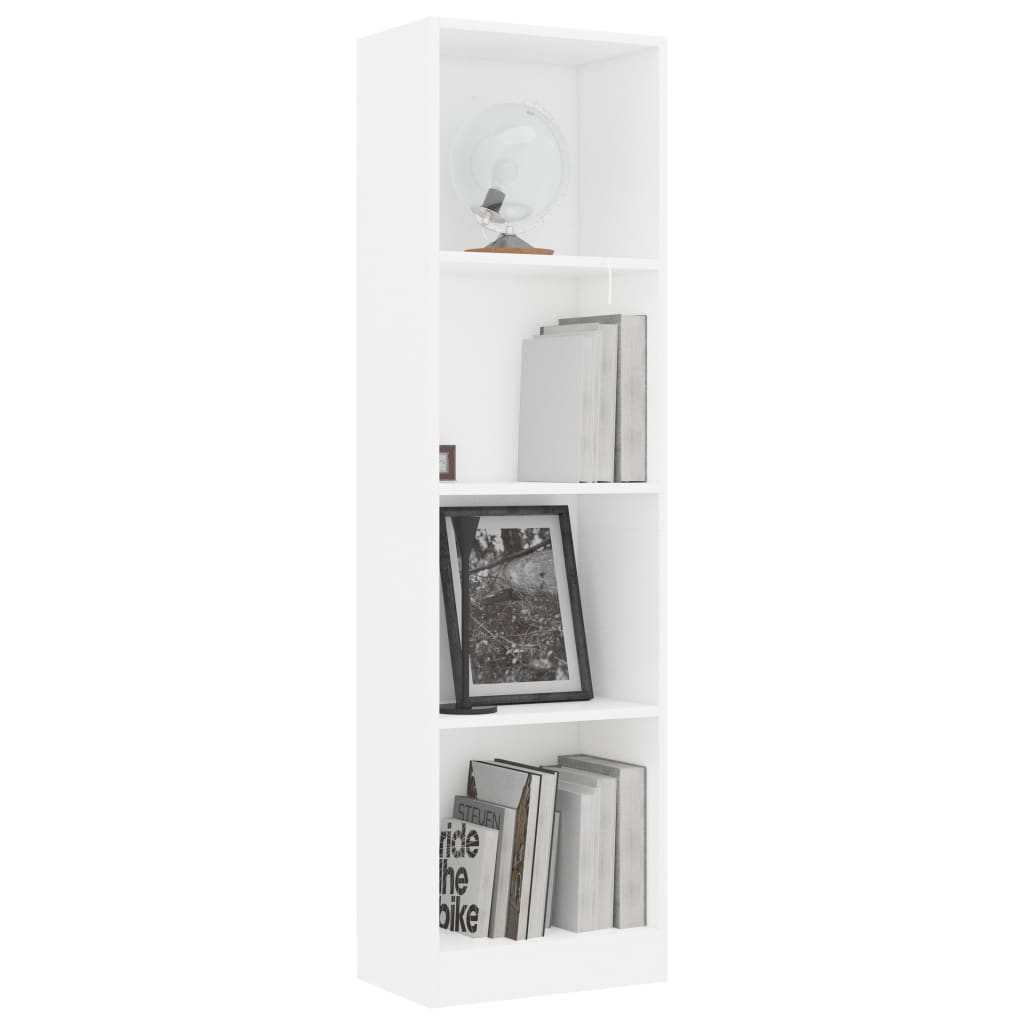 4-Tier Book Cabinet White Chipboard