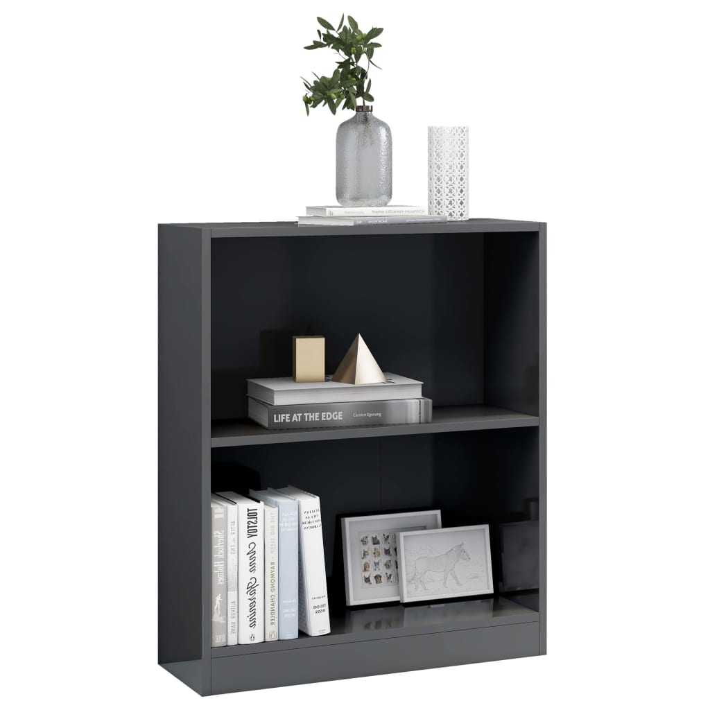 Bookshelf High Gloss Grey Chipboard