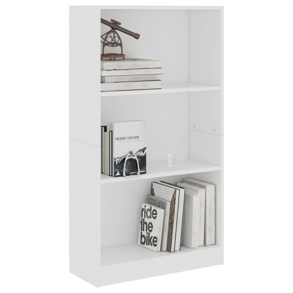 3-Tier Book Cabinet White - Chipboard