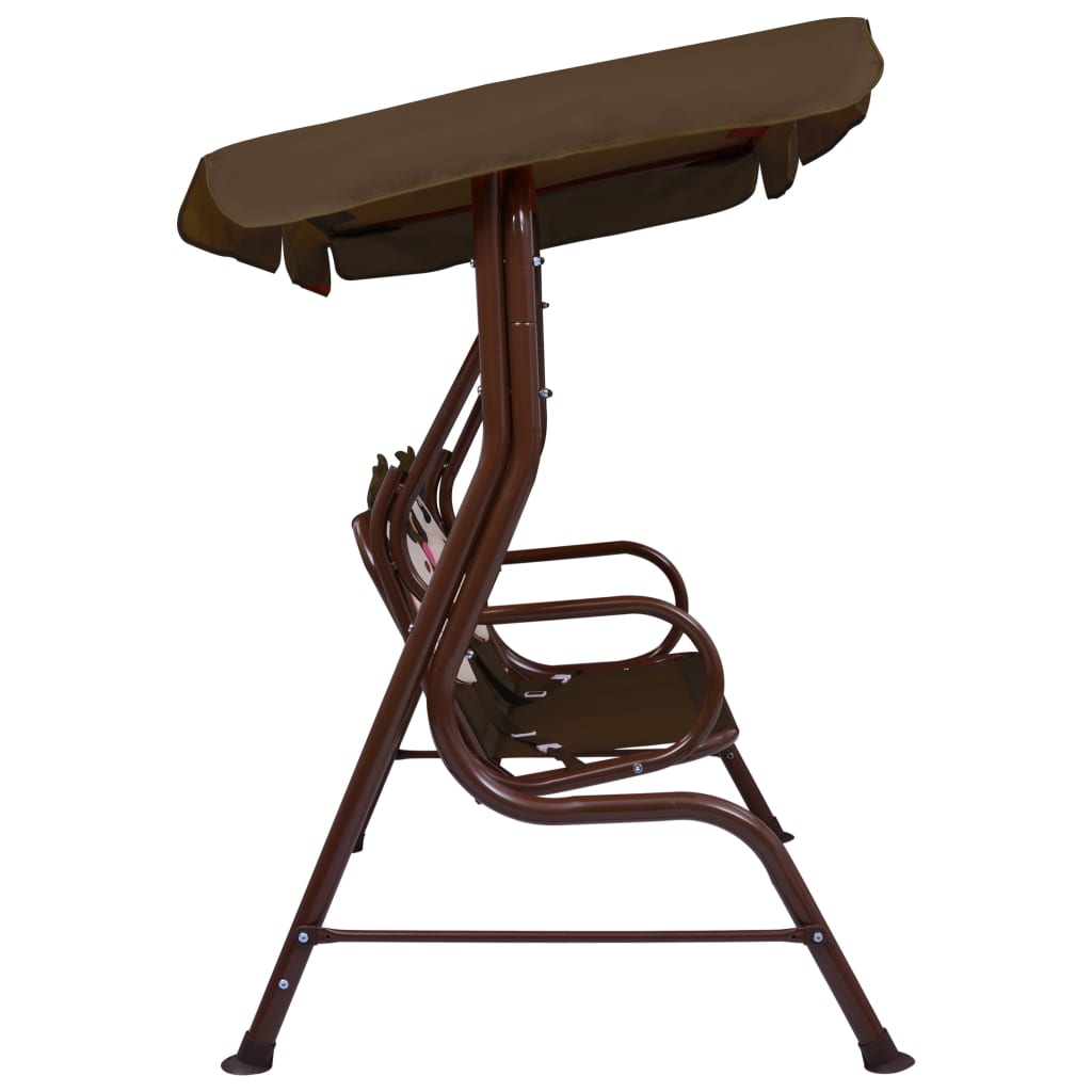 Kids Swing Bench Brown Fabric