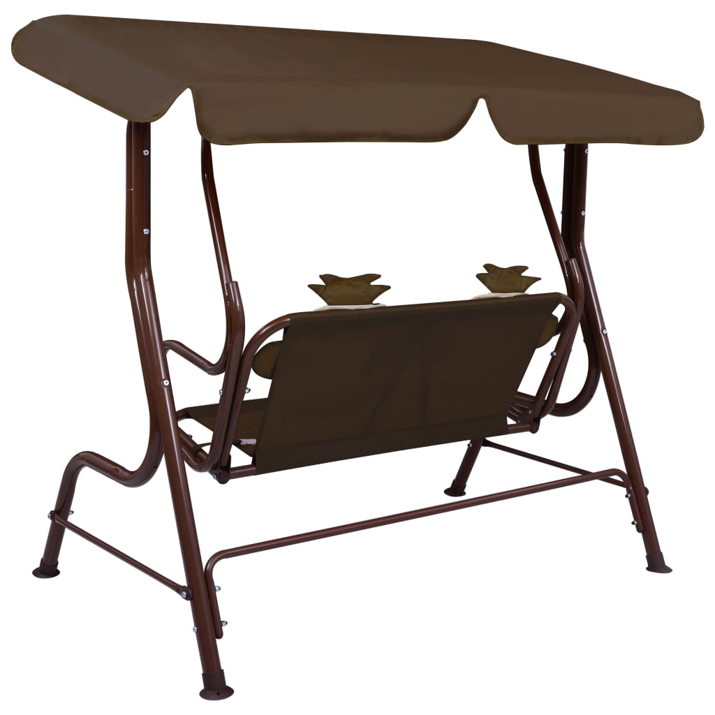 Kids Swing Bench Brown Fabric