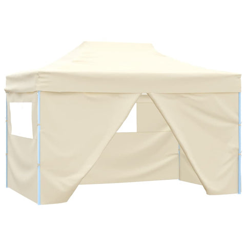 Professional Folding Party Tent with 4 Sidewalls Steel Cream