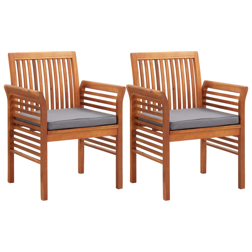 3 Piece Outdoor Dining Set with Cushions Solid Acacia Wood