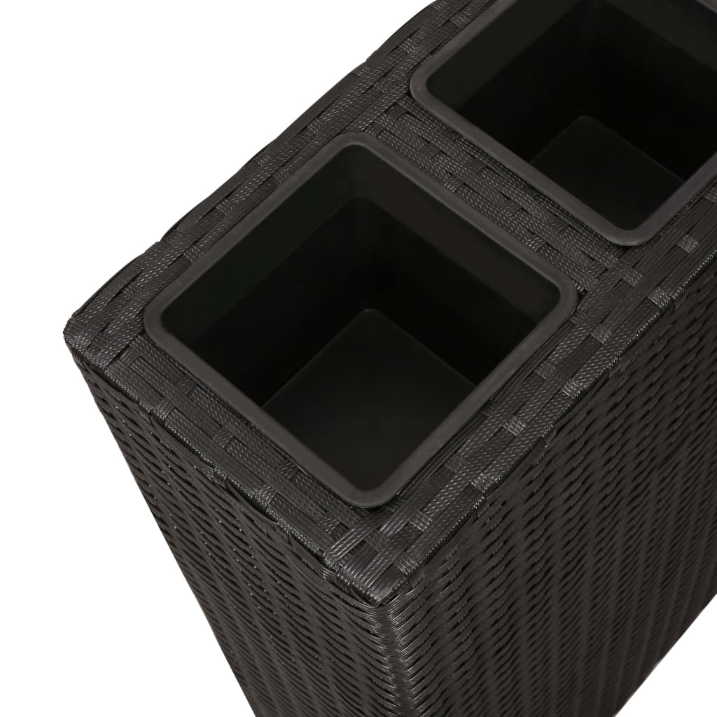 Garden Planter with 4 Pots 2 pcs Poly Rattan Black