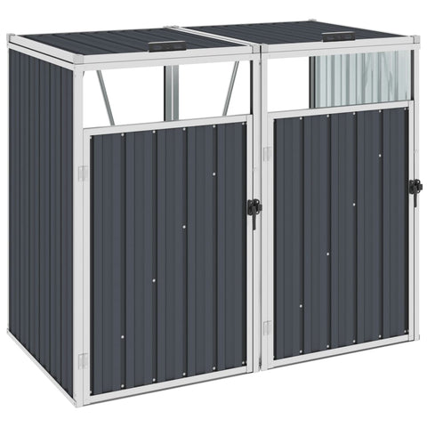 Double Garbage Bin Shed Anthracite Steel