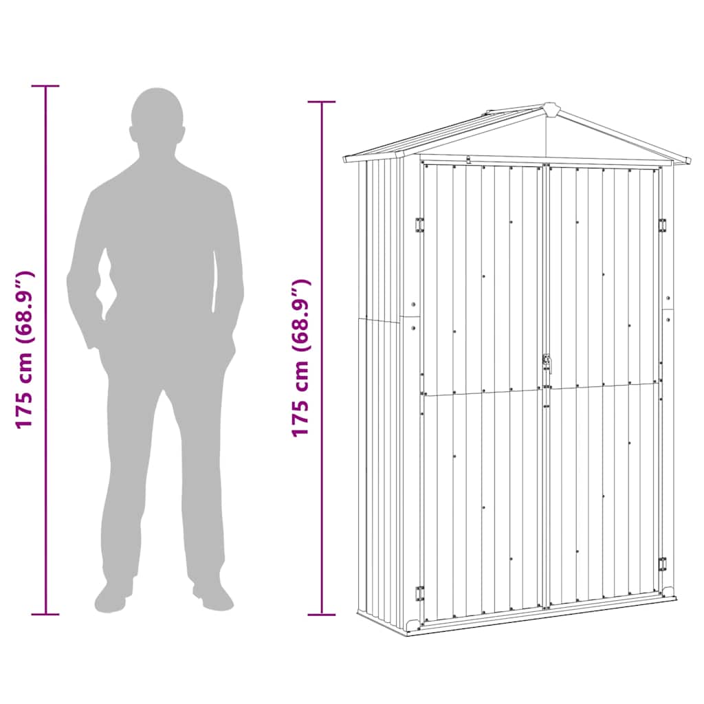 Steel Garden Shed 116x45x175cm Grey | Simpledeals