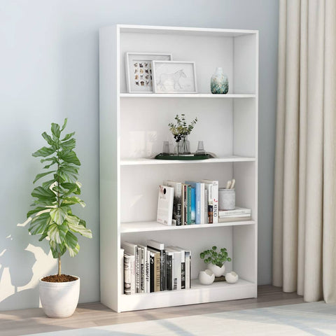 4-Tier Book Cabinet White, Chipboard