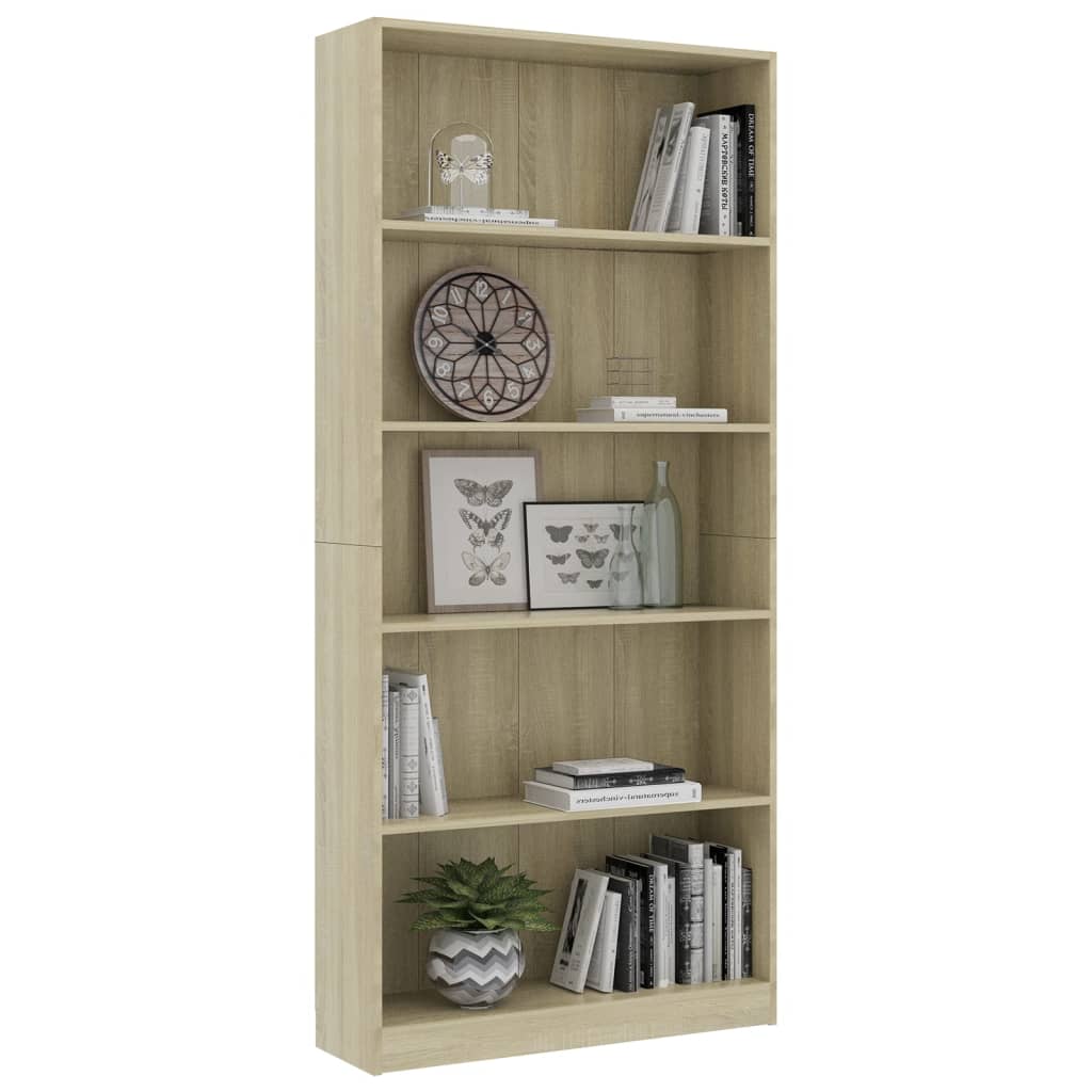 5-Tier Book Cabinet Sonoma Oak Chipboard
