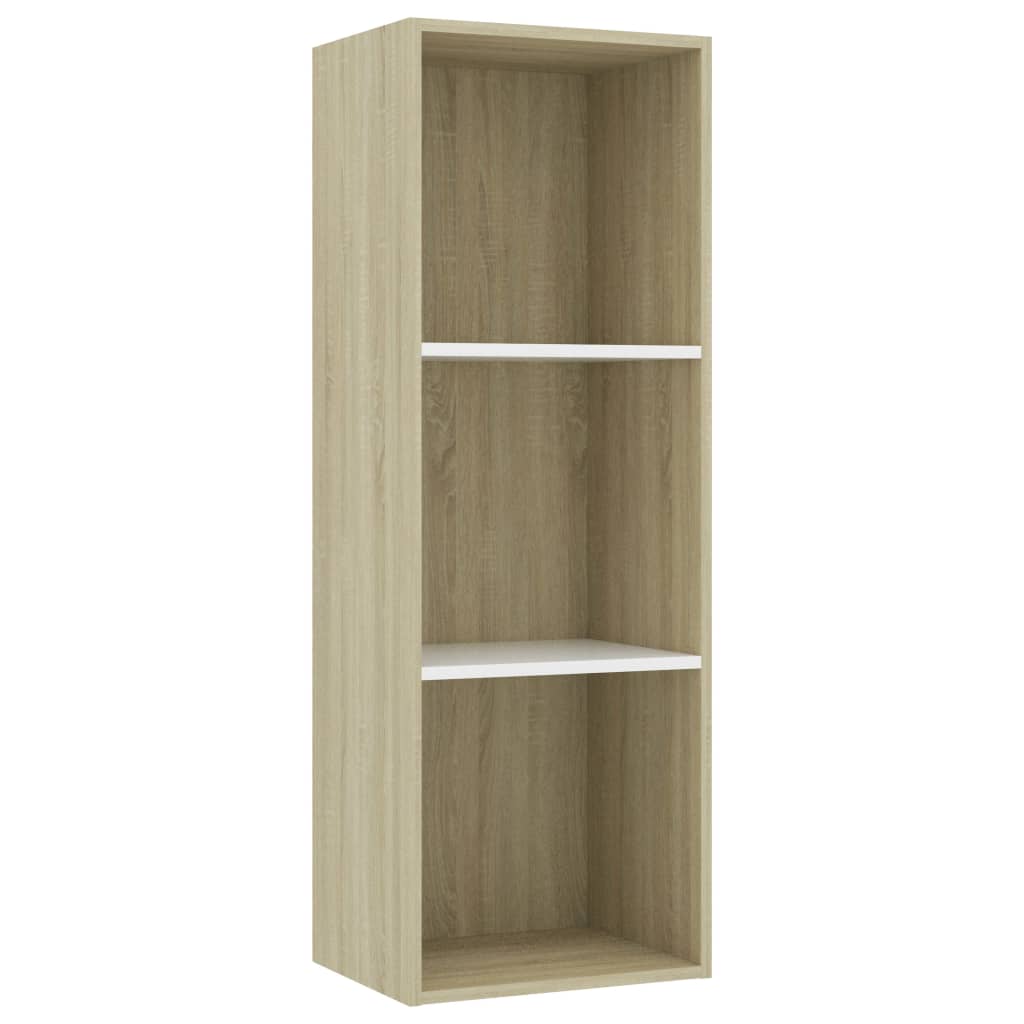 3-Tier Book Cabinet White and Oak Chipboard