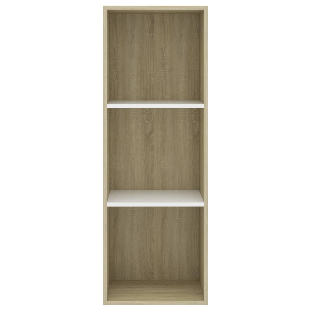 3-Tier Book Cabinet White and Oak Chipboard