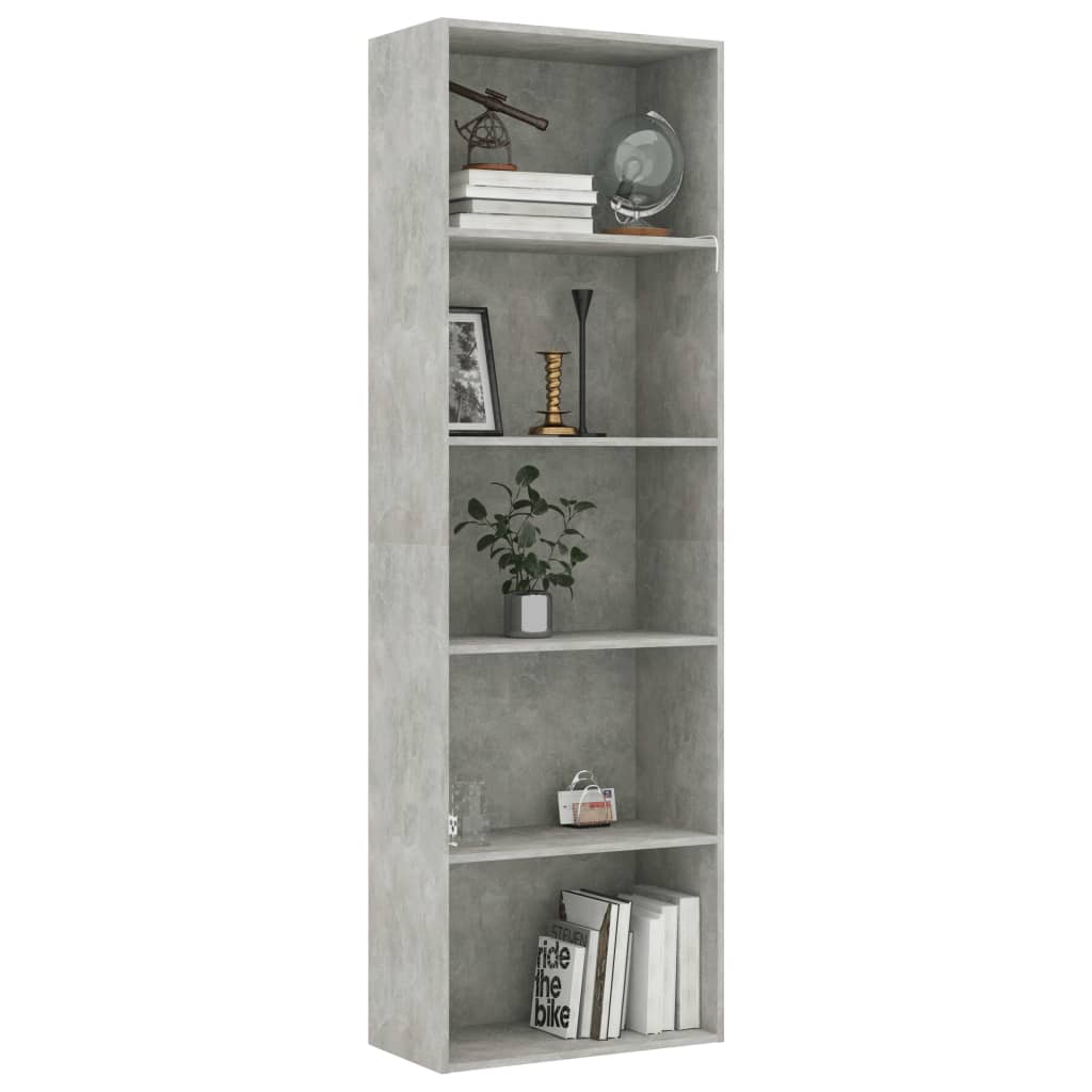 5-Tier Book Cabinet Concrete Grey - Chipboard