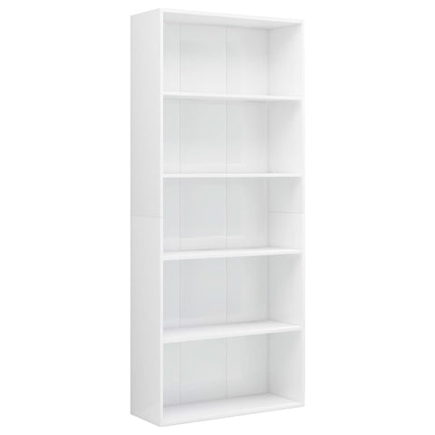 5-Tier Book Cabinet High Gloss White  Chipboard