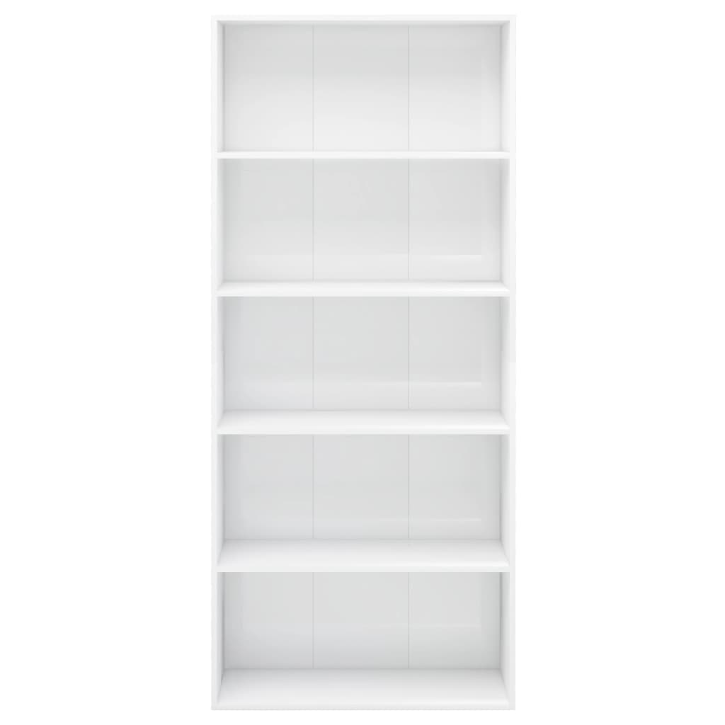 5-Tier Book Cabinet High Gloss White  Chipboard