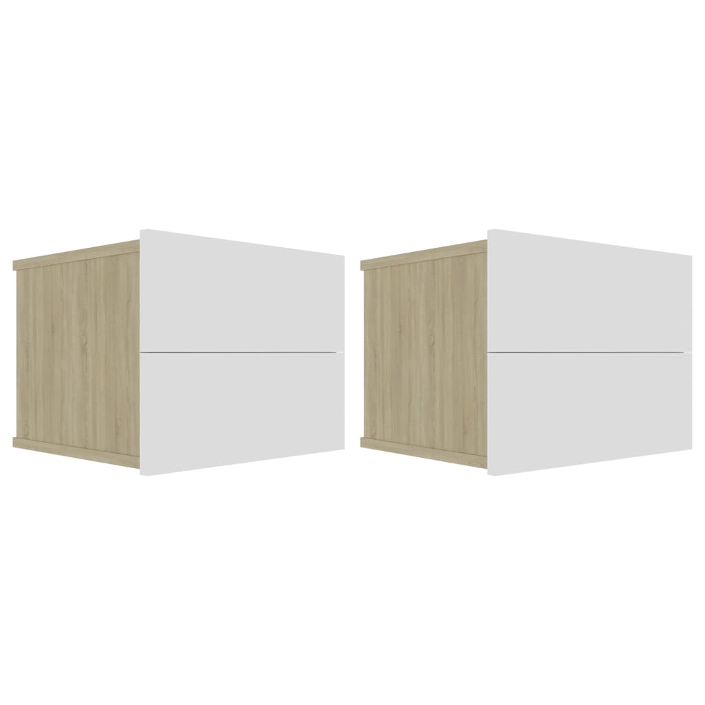 Bedside Cabinets 2 pcs White and Sonoma Oak Chipboard